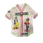Moschino H&M Disney Goofy Mickey Mouse Baseball Jersey Shirt Red White Striped Photo 2