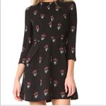 ALC Frank NWT A.L.C. Black floral Long Sleeve 100% Silk Dress Size: 0 Photo 2