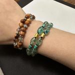 Lot Of 2 Women’s Bead Stretchy Spiral Costume Beaded Bracelets 6 1/2 Inch Photo 0