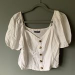 Abercrombie & Fitch White Puff Sleeve Button Up Top Photo 0