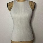 Madewell NWT Signature Shimmer Knit Cutaway Sweater Tank Silver Size S Ribbed Photo 0