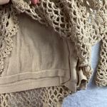 Vtg Y2K XL Tunic Dress Open Knit Crochet Boho Hippie Festival Whimsy Coquette Tan Photo 5