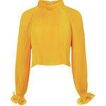 Tibi  Pleated Cropped High Neck Top in Sunday Yellow Sz XS Photo 0