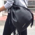 Victoria's Secret NWT Victoria’s Secret faux leather fringe backpack drawstring bag Photo 2