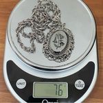 Whiting & Davis Vintage  Black Glass Intaglio Flowers Pendant Silvertone Necklace Photo 7