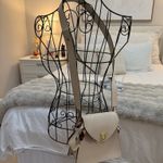 Italian Leather Cream Purse with Scarf White Photo 2