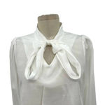 HAVELESS Shine Tie Blouse in White Neck Tie Pussybow One Size Size undefined Photo 3
