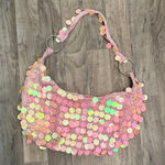 Handmade Vintage Y2K retro pink iredescent sequin crescent bag Photo 0