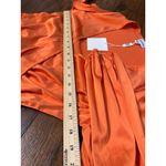 NEW PUBLIC DESIRE Vibrant Orange Satin Wrap Party Chic Dress Ruched Long Sleeves Size 4 Photo 9