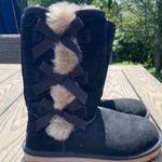 Koolaburra by Ugg  Size 6 Black tall bow tie faux fur boots winter comfy Photo 0