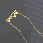 Boutique NEW Yellow Gold Plated Snowy Mountain Bar Pendant Necklace,‎ 16-18” Photo 12