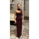 Solace London Red Burgundy Sequin One Shoulder Mock Neck Yara Gown size US 4 Photo 7