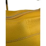 B. Makowsky Leather Shoulder Bag Purse Yellow Pebbled Quiet Luxury Leopard Lined Photo 2