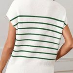 Merokeety Ivory Striped Mockneck Sleeveless Sweater Top Photo 1