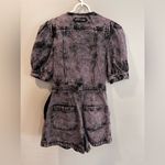 Ulla Johnson  Purple Carmine Acid Denim Romper In Lilac Puff Sleeve Size 6 Photo 5