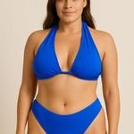 Womens Bikini Set Size L Blue Halter Underwire Beach Coastal Summer Swimwear Size L Photo 0