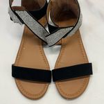 Olivia Miller  Day Dreams Ankle Strap Sandals W\Rhinestones Heel Zip 7 BLACK Photo 1