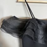 Aidan Mattox Asymmetric Ruffle Bodycon Cocktail Mini Dress Womens 6 Black Tulle Photo 7