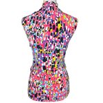 Anne Klein Confetti Geo Abstract Button Tie V-Neck Cap Sleeve Career Luxe XL Photo 2