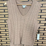 Cupcakes & Cashmere Tan Cable Knit Sweater Vest Size Medium Photo 0