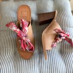 Dolce Vita Aleeya Red Floral Scarf Tie Leather Block Heel Peep Toe Sandals 8.5 Photo 2