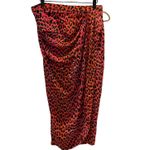 Zadig & Voltaire 100% Silk Skirt Orange Pink Leopard Print Size 42 10 Large NWT Photo 5