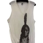 BDG V-Neck Tank Top Native Chief Graphic Vivid Studded Design Size L White Photo 0