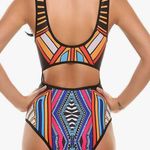 Qearal Women Cut Out Monokini Tribal Print High Waist Padded Swimsuit Tummy Control Swimwear Multiple Size M Photo 2