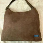 NWOT Bella Russo Faux Suede Slouch Bag 16x12x3.5 Brown Photo 0