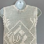 Vintage Crocheted Sweater Vest Cream White Beaded V Photo 4