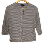 Purdey Womens Striped Button Front 3/4 Sleeve Top‎ Medium Classic Black Photo 0