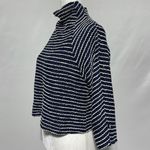 ZARA Striped Textured Mock Neck 3/4 Sleeve Sweater Top Navy White Size Medium Photo 5