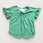 Umgee Green Linen Tunic Top Round Neck Flutter Sleeve Womens Blouse Size Medium Photo 1