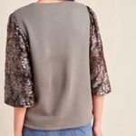 Anthropologie Amadi Eryna Sheer Velvet Burnout Balloon Sweatshirt Top Sz XS USA Gray Photo 2