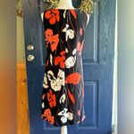 Kasper Tropical Print Sleveless Crepe Sheath Dress Black Size 4 Photo 3