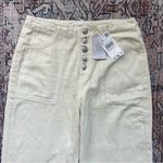 Mango NWT 328 Bonnie Straight Leg Jeans with Buttons Cropped High Rise Cream 6 Photo 6