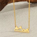 Boutique NEW Yellow Gold Plated Snowy Mountain Bar Pendant Necklace,‎ 16-18” Photo 5