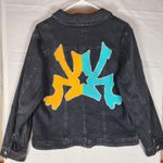VTG 80s Black Gitano Jean Jacket 16W Denim Button Front Streetwear Size 16 Photo 1