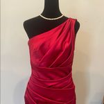 David's Bridal Elegant Red One-Shoulder Dress Photo 1