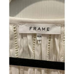 Frame  Revolve White Lattice Deep V-Neck Relaxed Fit Peasant Blouse Size Medium Photo 5