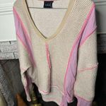 Urban Outfitters  Cream and Pink V-Neck Sweater Photo 0
