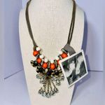Anthropologie NWT  Orange and White Statement Necklace Photo 1