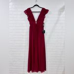 Lulus NWT I’m All Yours Burgundy Ruffle Maxi Dress Photo 4