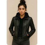 Y2K 90s Minimalist Black Butter Soft Leather Belted Zip Up Jacket Medium Photo 1