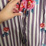 Tolani  Collection Floral Purple Stripe Blouse Button Down Medium Photo 2