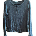 Pink Rose Grey Ribbed Long Sleeve Shirt Women's Large Photo 0