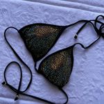 Red kiss Rhinestone Bra top size L nylon Spandex Elastic Black Size L Photo 7