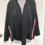 Tommy Hilfiger  Black Hoodie Cardigan Waterfall Drape Open Front Women XL Photo 0