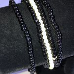 Black Off White Seed Bead Glass Beaded Boho Stretchy Bracelets Photo 4