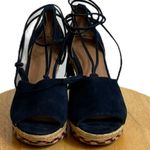 CAbi Isla Espadrille Blue Suede Wedges Size 6.5 Photo 4